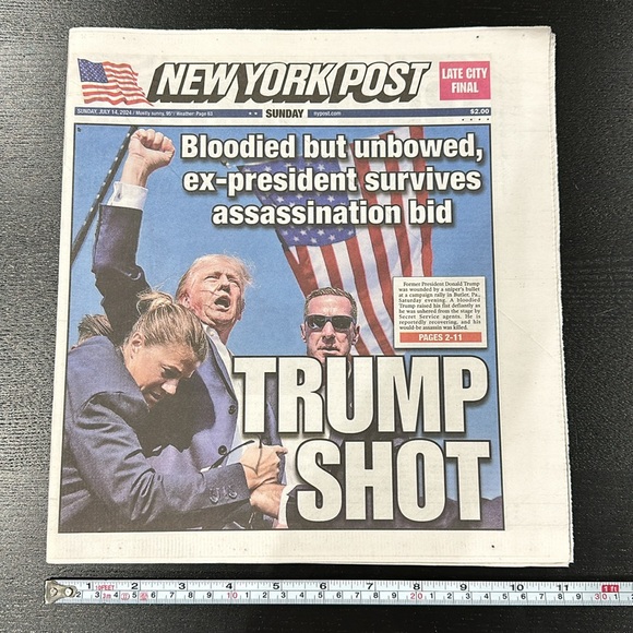 New York Post NY News Paper - July 14 2024 - Trump Shot - Picture 3 of 4
